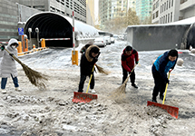 海淀教育基金会组织党员群众开展扫雪铲冰活动